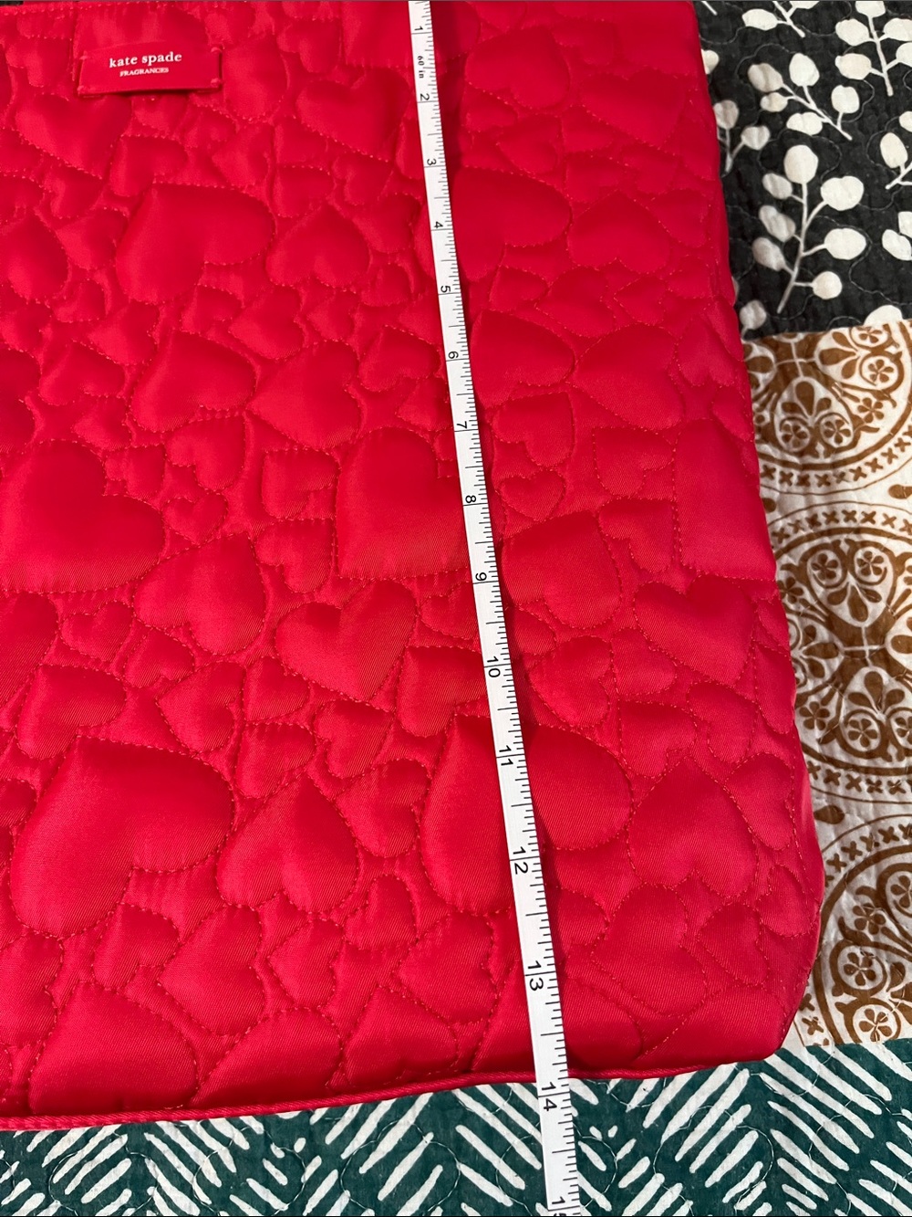 Kate Spade Red Quilted Heart-Pattern Tote - Picture 8 of 9